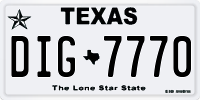 TX license plate DIG7770