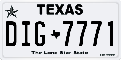 TX license plate DIG7771