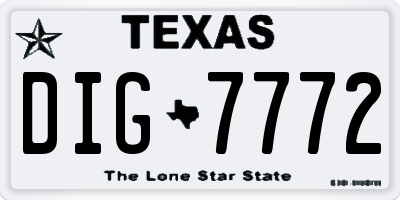 TX license plate DIG7772