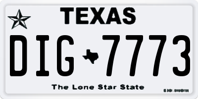 TX license plate DIG7773