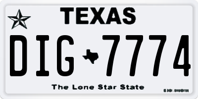 TX license plate DIG7774