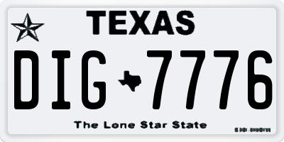 TX license plate DIG7776