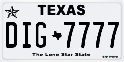 TX license plate DIG7777