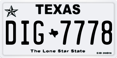 TX license plate DIG7778
