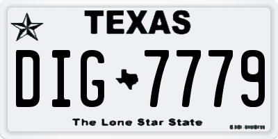 TX license plate DIG7779