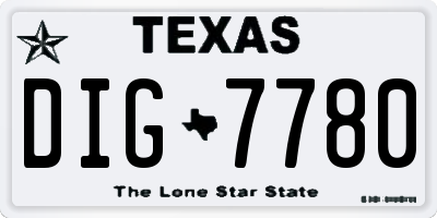 TX license plate DIG7780