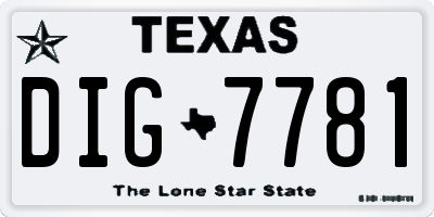 TX license plate DIG7781