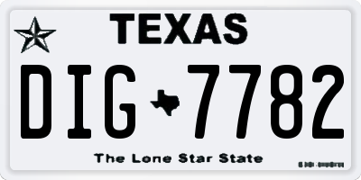 TX license plate DIG7782