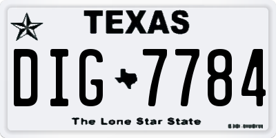TX license plate DIG7784