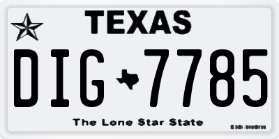 TX license plate DIG7785