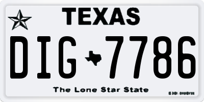 TX license plate DIG7786