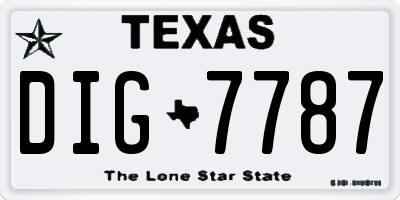 TX license plate DIG7787