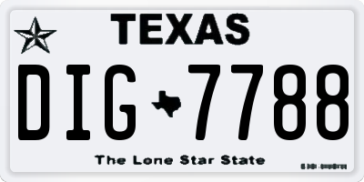 TX license plate DIG7788