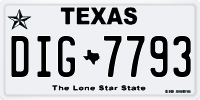 TX license plate DIG7793