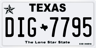 TX license plate DIG7795