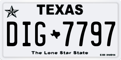 TX license plate DIG7797