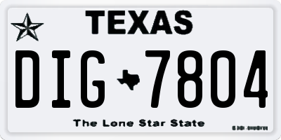 TX license plate DIG7804