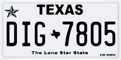 TX license plate DIG7805