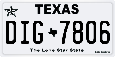 TX license plate DIG7806