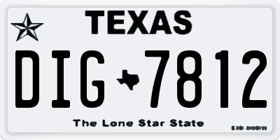 TX license plate DIG7812