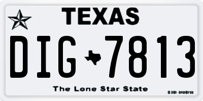 TX license plate DIG7813