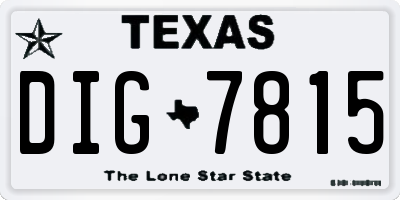 TX license plate DIG7815