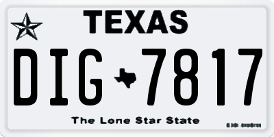 TX license plate DIG7817