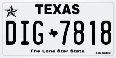 TX license plate DIG7818