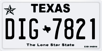 TX license plate DIG7821