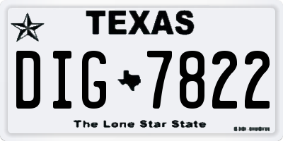 TX license plate DIG7822