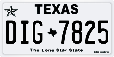 TX license plate DIG7825