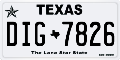 TX license plate DIG7826