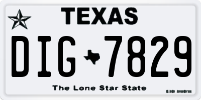 TX license plate DIG7829