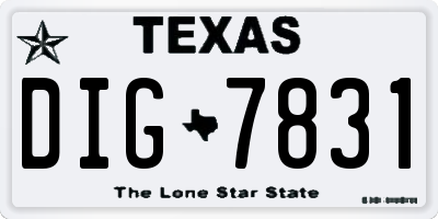 TX license plate DIG7831