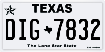 TX license plate DIG7832