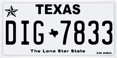 TX license plate DIG7833