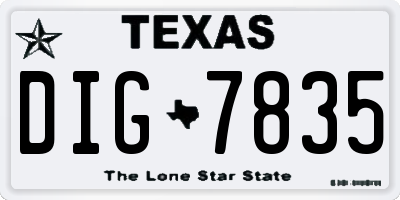 TX license plate DIG7835
