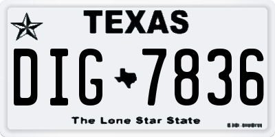 TX license plate DIG7836