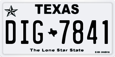 TX license plate DIG7841