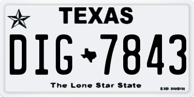 TX license plate DIG7843