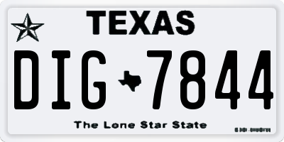 TX license plate DIG7844