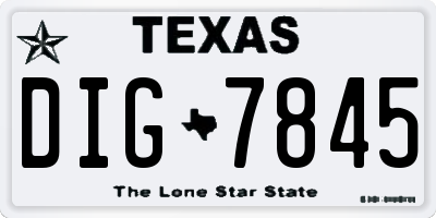 TX license plate DIG7845