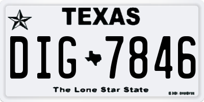 TX license plate DIG7846