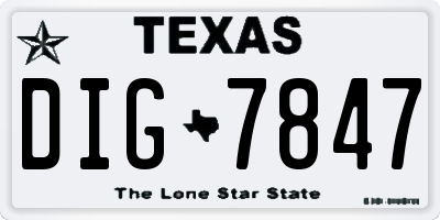 TX license plate DIG7847