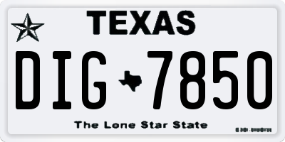 TX license plate DIG7850