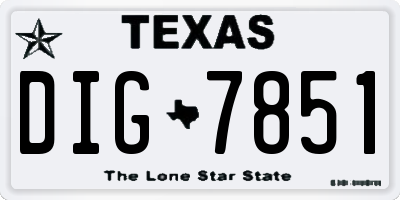 TX license plate DIG7851