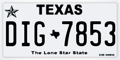 TX license plate DIG7853