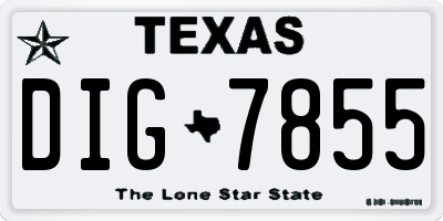 TX license plate DIG7855