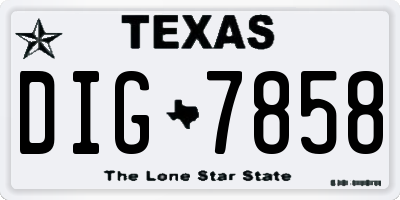 TX license plate DIG7858