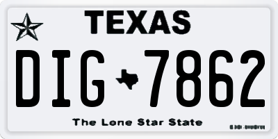 TX license plate DIG7862